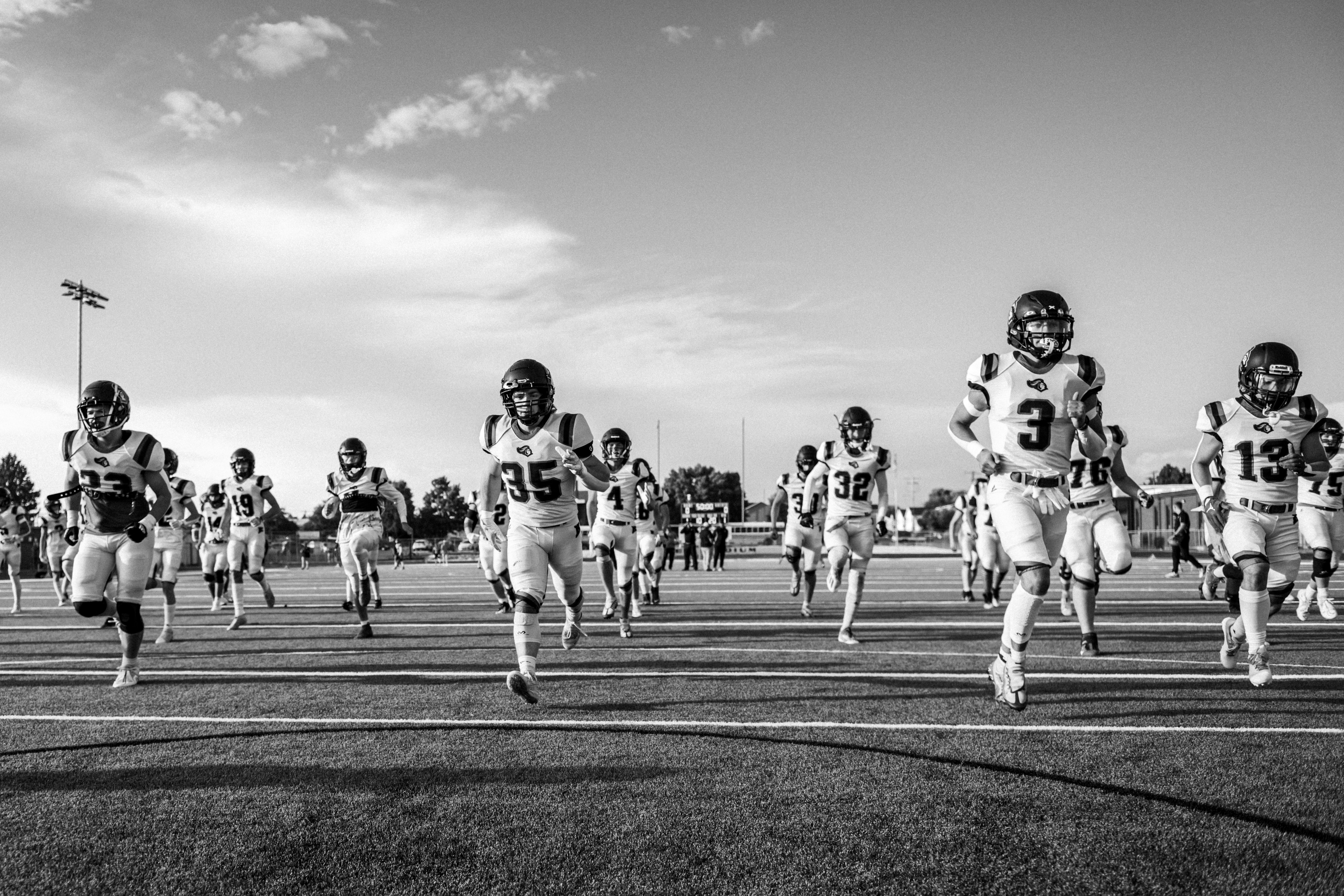 East View Patriots players taking the field